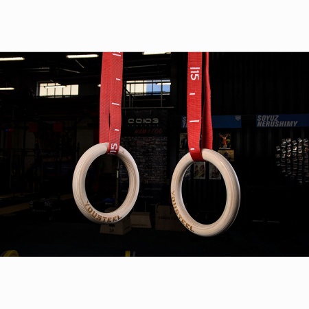 Купить Кольца гимнастические 32 мм красные стропы в Белебее 
