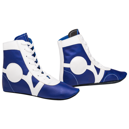Купить Обувь для самбо SM-0102, кожа, синий Rusco в Белебее 